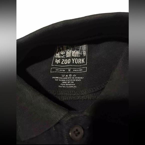 Zoo York Polo Shirt Mens Medium Short Sleeve Black Cotton Embroidered Collared T - Picture 2 of 3